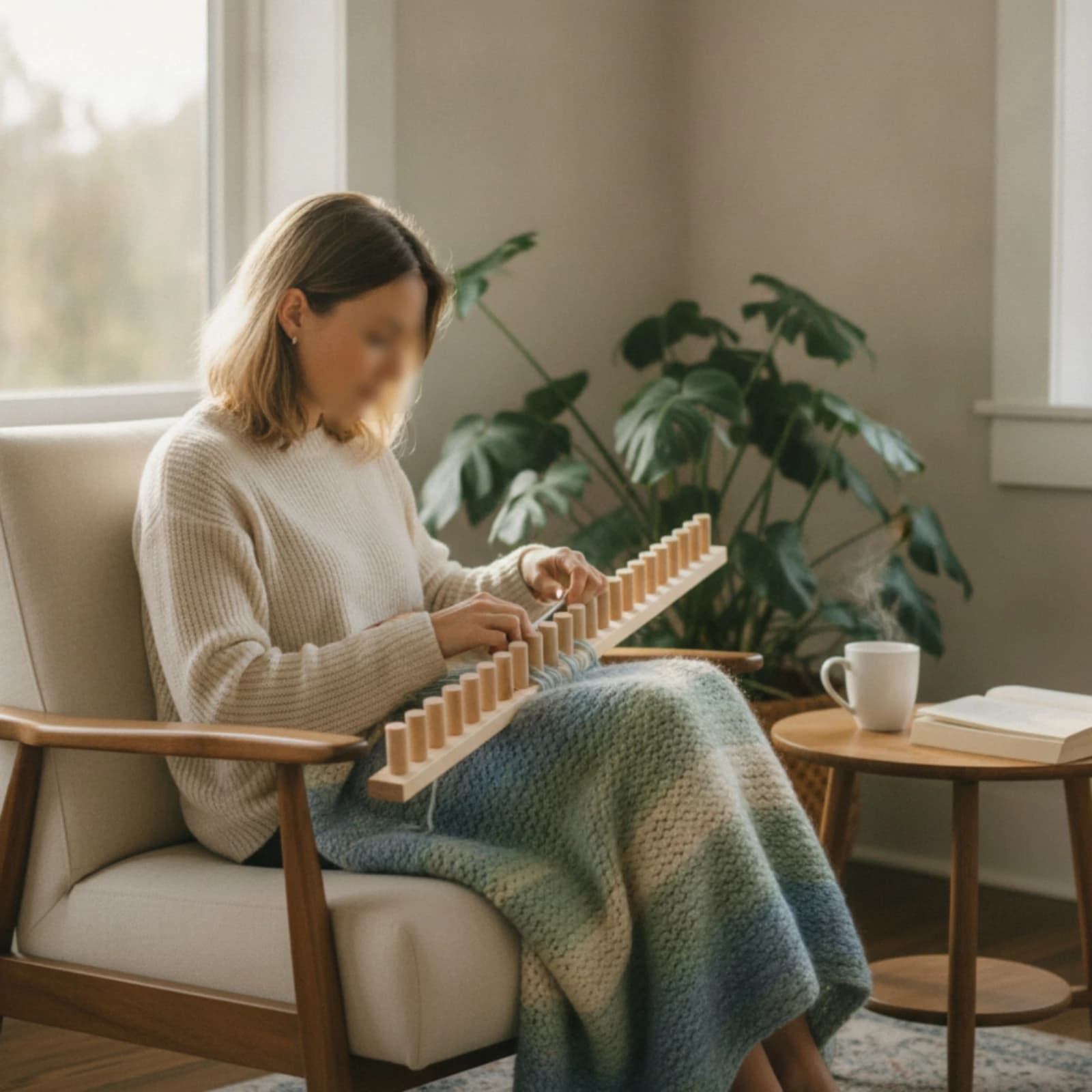 Weaving Loom with Pegs Modular Wooden Weaving Loom Knitting Board Easy-to-Assemble Sturdy for Crafters, Home Craft