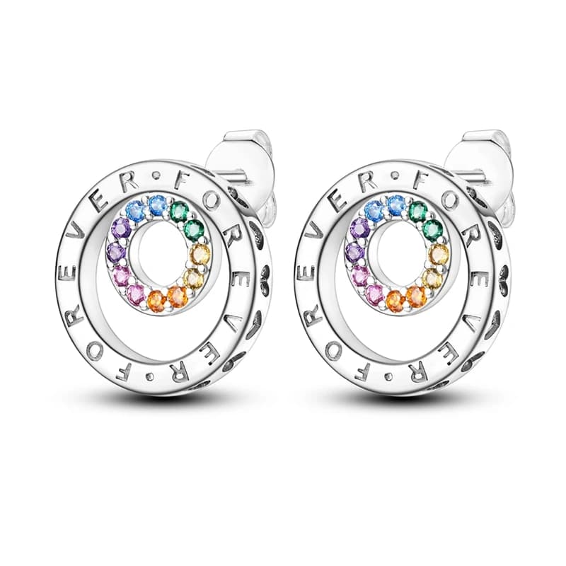 925 Sterling Silver Earrings Women Zirconium Eternity Double Pave Stud Earring For Anniversary Wedding Jewelry Gifts