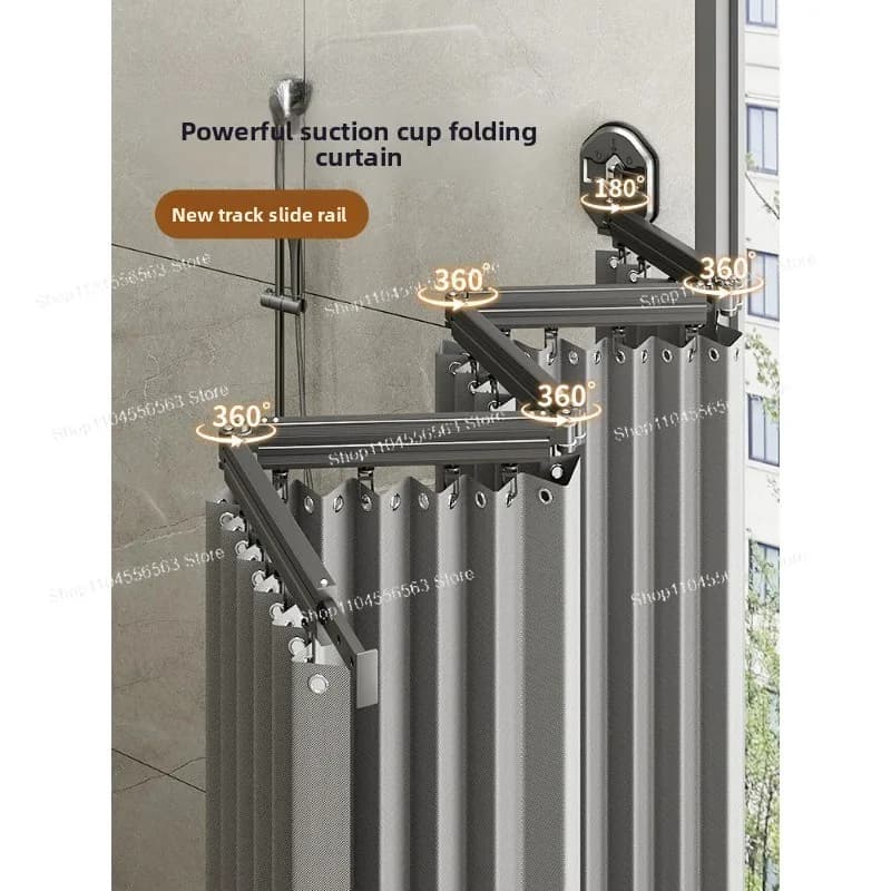Tenda da bagno pieghevole con ventosa, WC da bagno, tenda di separazione bagnata e asciutta, divisorio per doccia impermeabile invisibile