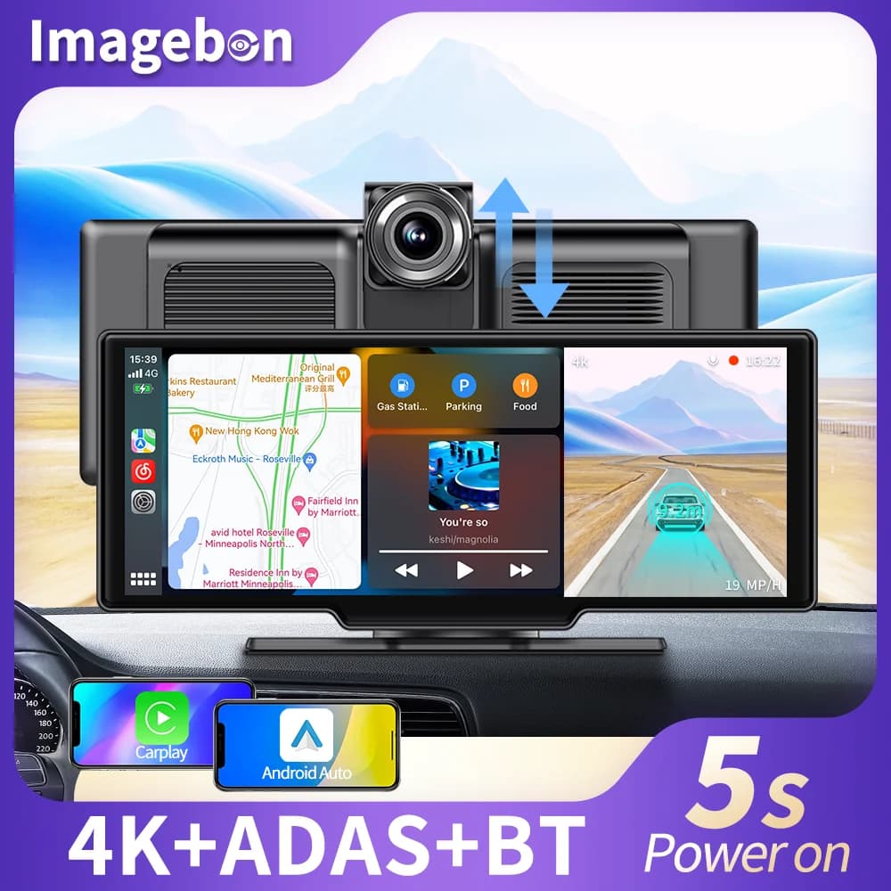 Camera for Auto Imagebon H13 Pro 4K with ADAS, Switching in 5s, Monitoring Parking 24h, Carplay Wireless and Android Auto, GPS Navigation, DVR for Auto