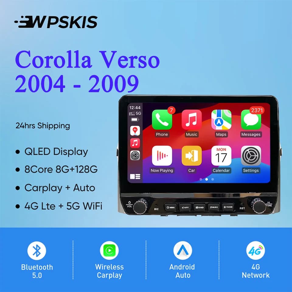 2Din Android 14 Autoradio Multimediale GPS HU Per Toyota Corolla Verso 2004 - 2009 DVD Video Lettore musicale Auto sistemi intelligenti