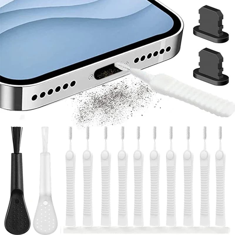 Spina antipolvere per porta di ricarica del telefono cellulare per iPhone 14 13 Pro Max Kit detergente per protezione porta iPad Spazzola per pulizia tastiera del computer