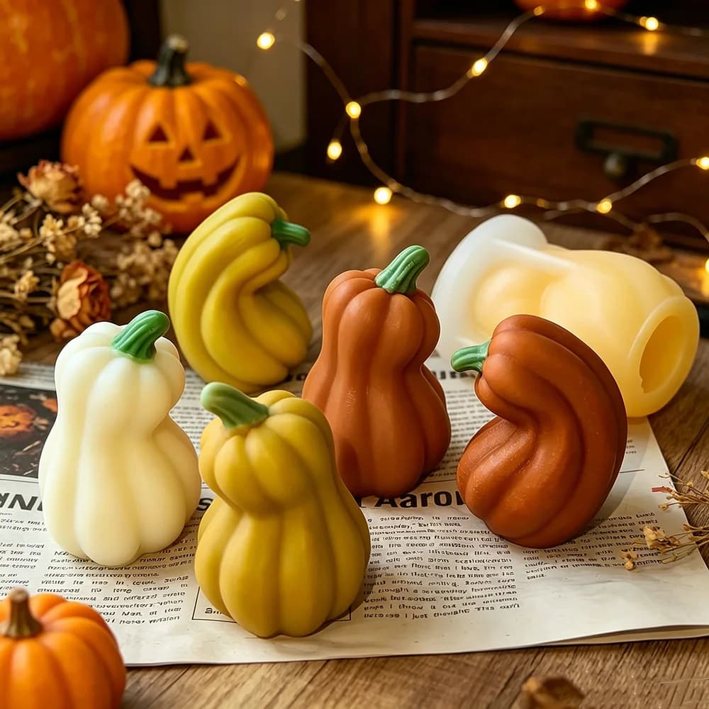 Halloween Pumpkin Decoration Silicone Mold DIY Pumpkin Aroma Candle Diffuser Stone Gypsum Moulds