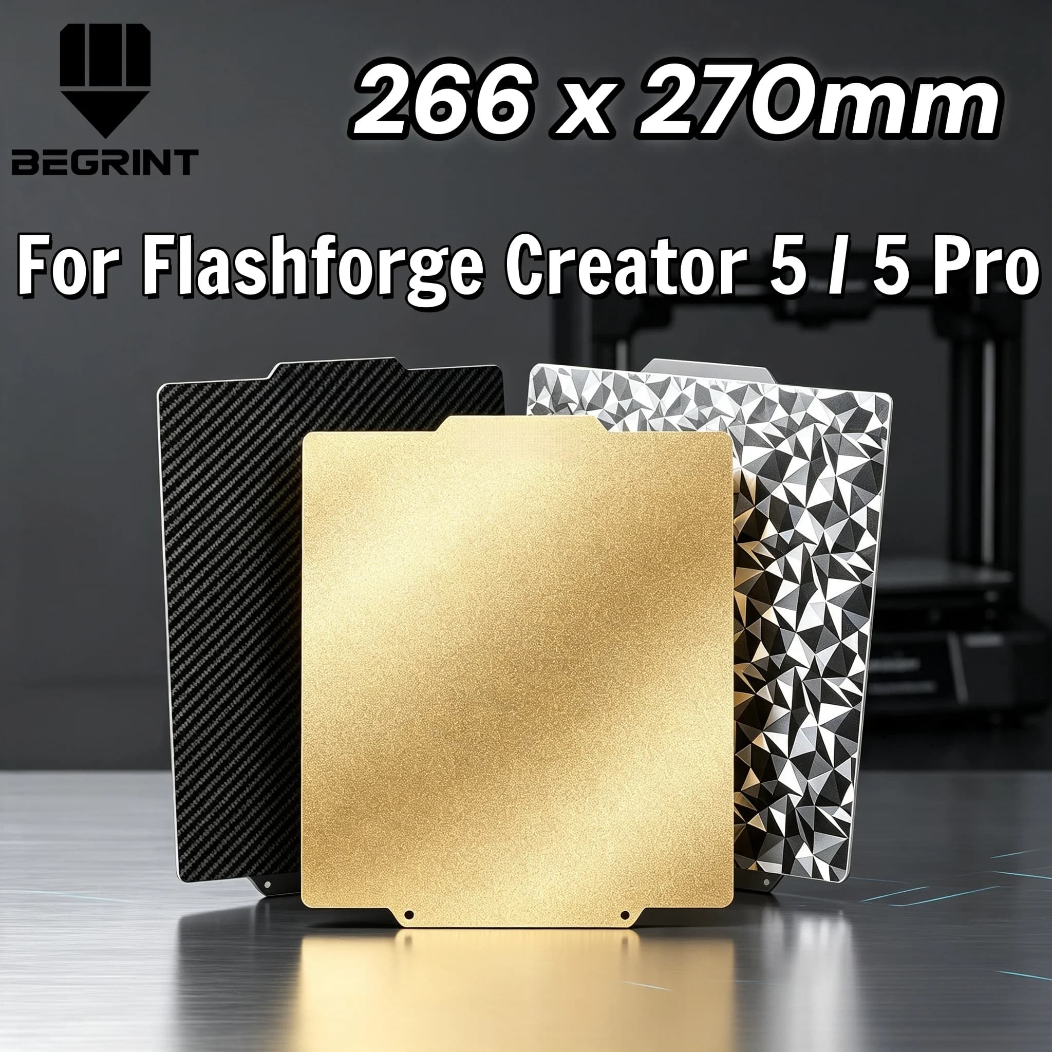 Double-Sided PEI Build Plate for Flashforge Creator 5 / 5 Pro 300℃ High Temp Flexible Spring Steel Hot Bed Sheet 3D Printer