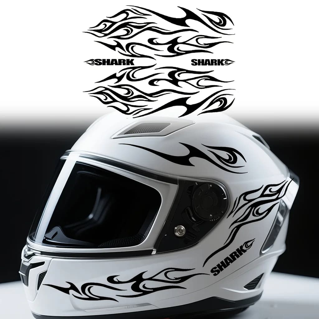 1 set di adesivi impermeabili in PVC con fiamme multicolori per la decorazione di caschi da moto, auto e bici