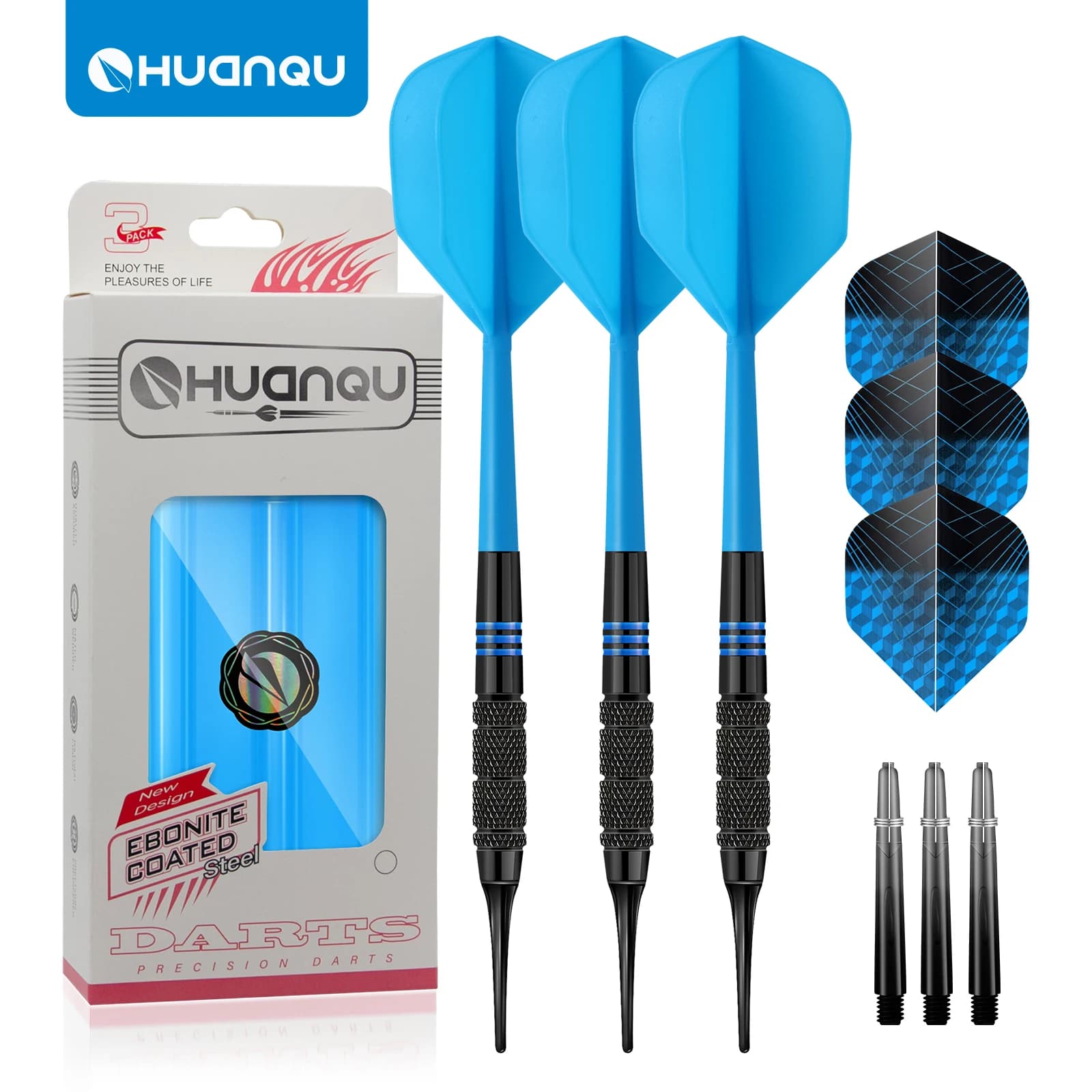 Set Professionale di Freccette Huanqu | Include 20 Freccette con Punta Morbida + Aste per Freccette + Alette + Scatola Portatile | Adatto per l'intrattenimento in casa, l'allenamento e le competizioni | Regali per le festività, regali di compleanno