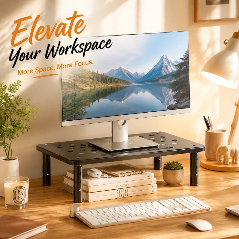 Telescopic Adjustable Computer Monitor Holder Elevated Screen Stand Reduce Neck Strain Office Desk Accessory
