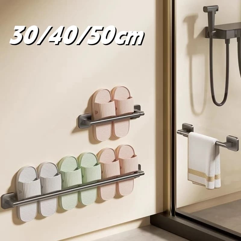 Portasciugamani da bagno Portasciugamani in acciaio inossidabile Porta pantofole Portasciugamani senza fori Mensola da bagno Organizzatore Rastrelliere da cucina