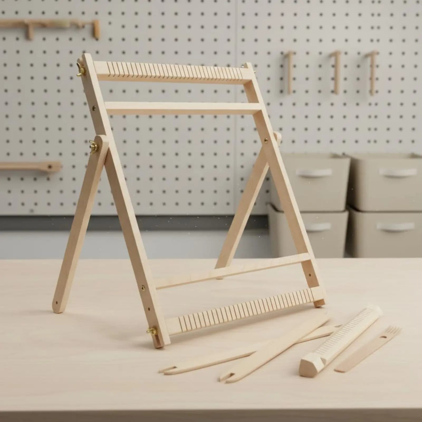 Standing Weaving Loom Includes Pick Stick Floor Loom Wooden Weaving Frame Creative Creativity Fine Movement Skills for Beginners