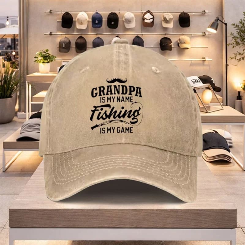 Grandfather Fishing Design Baseball Cap for Men and Women – Lightweight Adjustable Spring Summer Hat