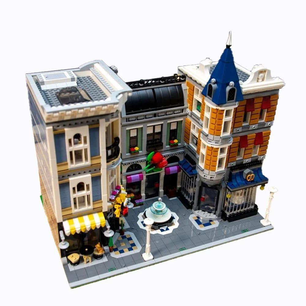 Street View Stazione di Polizia Building Blocks Modello di Casa Cafe Corner Bookstore FireBrigade Set di Assemblaggio Giocattoli Educativi Per I Regali