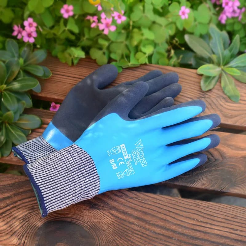 Guanti per la casa Guanti da lavoro in nylon blu completamente rivestito impermeabili in lattice Guanti di sicurezza per giardinaggio con protezione resistente al freddo