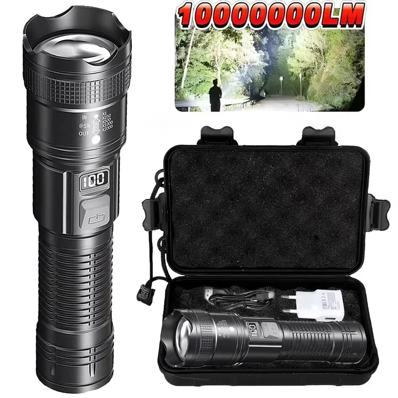 High Power LED Flashlight Tactical Flashlight Ultra Bright Lamp Charging USB Camping Lantern for Fishing Defensa Zoom