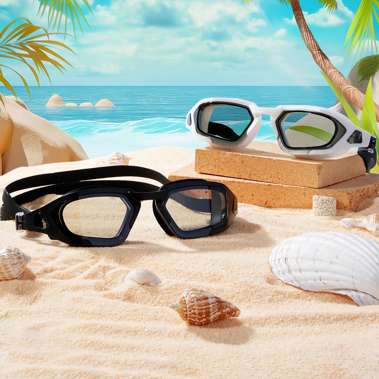 1 piece durable adult swimwear: anti-fog and UV protection lenses, silicone soft seal for waterproof comfort, sharp pool view