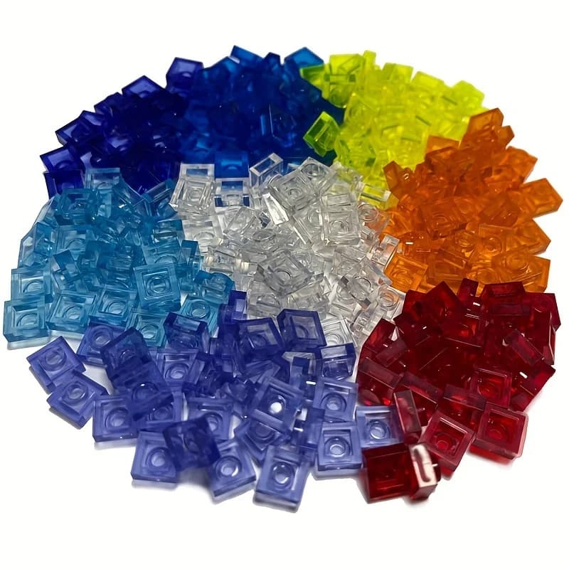 100 pz Trasparente 1X1 Punto Sottile Mattoni Piccole Particelle Building Blocks Parti Trasparenti Codice Bidimensionale Educativo Per Bambini