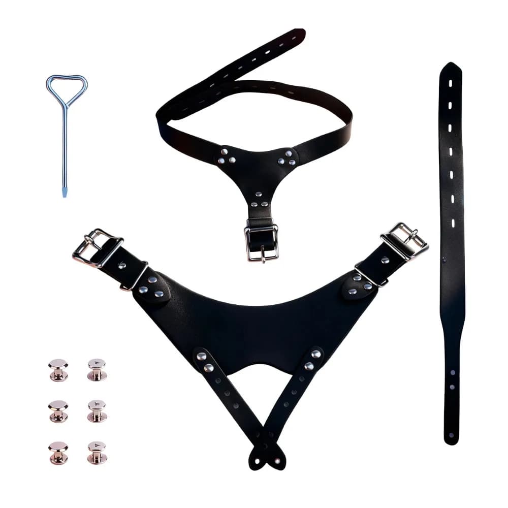 PU Leather Male Chastity Belt Three Point Sex Underwear Accessories, Three Way Cock Lock Assisted Restraint T-Pants