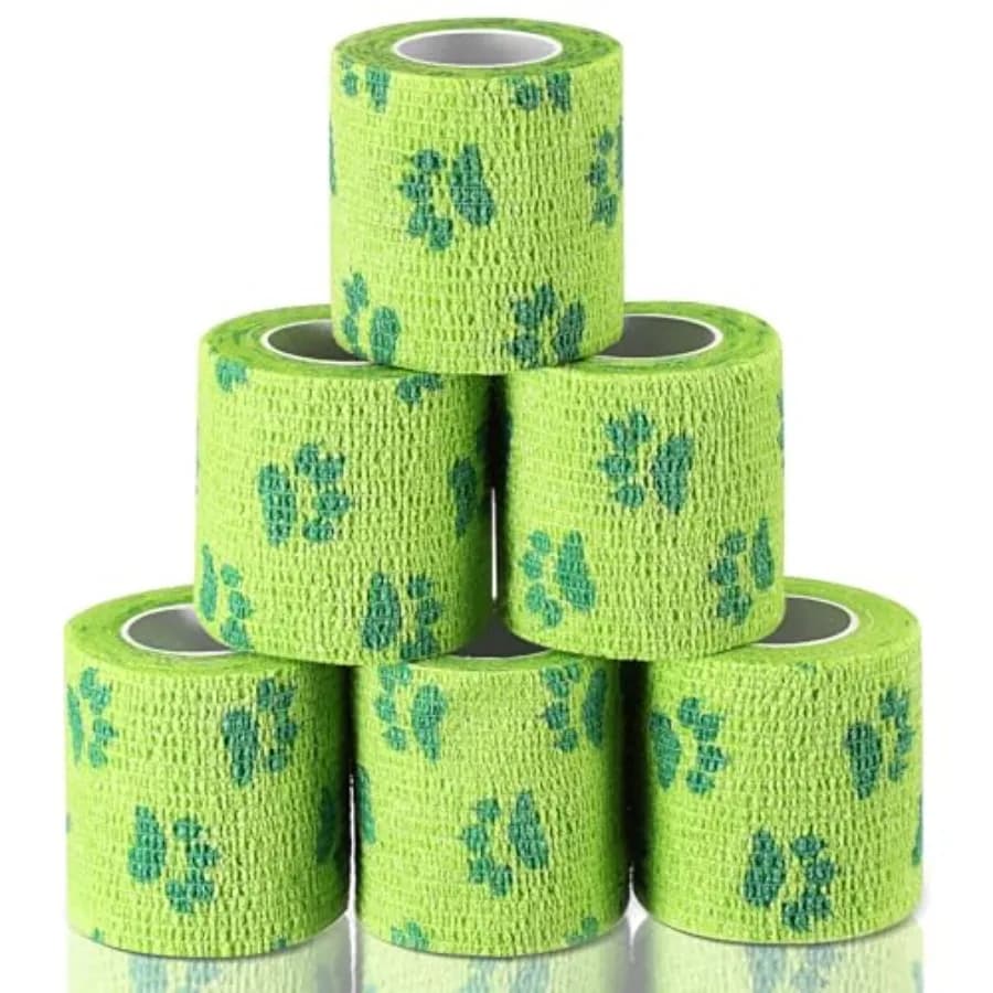 6 Rolls No Chew Bandage for Dogs Bitter Bandage Wrap for Dogs Wound Wrap Green, 2 Inches X 5 yd