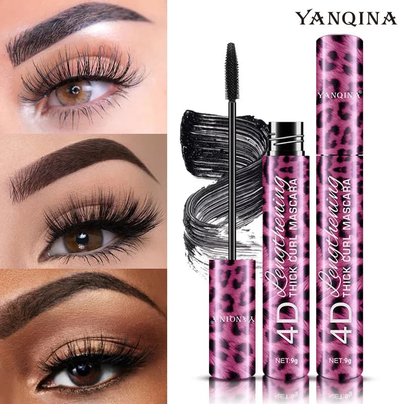Set Mascara 2 in 1 Red Leopard Volumizzante e Incurvante ad Asciugatura Rapida Impermeabile con Matita Eyeliner per la Bellezza degli Occhi