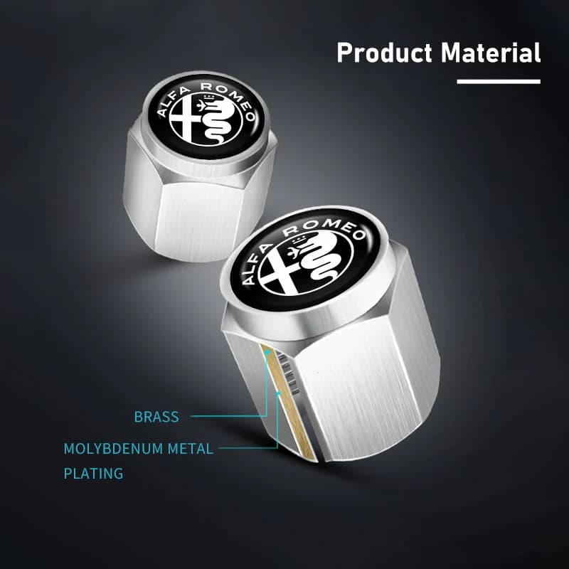 Car Emblem Wheel Tire Valve Stem Cap Dust Cover Accessories For Alfa Romeo GT Stelvio F1 Brera Volante Tonale Gloria Disco