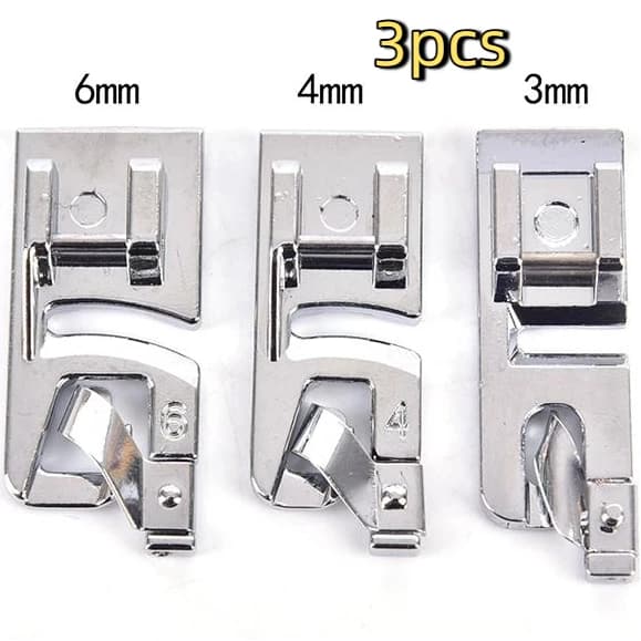 3 pezzi 3mm 4mm 6mm set piedino per orlo arrotolato stretto per macchina da cucire set di orli per cucire accessori per macchine da cucire