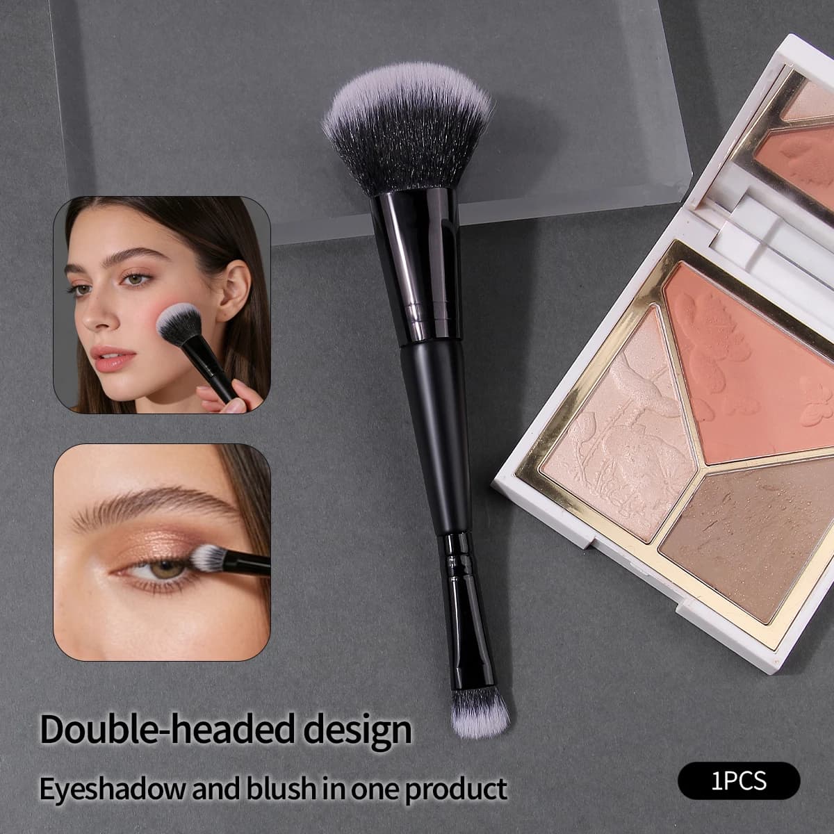 Pennello per trucco a punta singola/doppia - pennello per fard, pennello per cipria, pennello per ombretto, pennello sfumante, strumento di bellezza multiuso