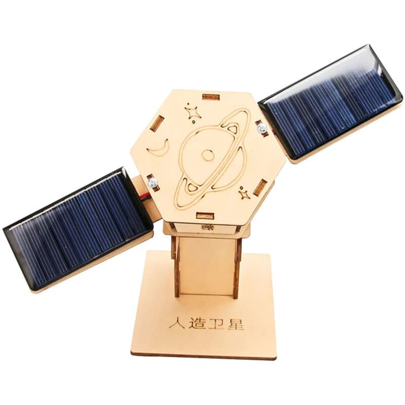 Fai da te assemblato modello in legno di energia solare modello satellitare scienza scoperta giocattoli educativi regali