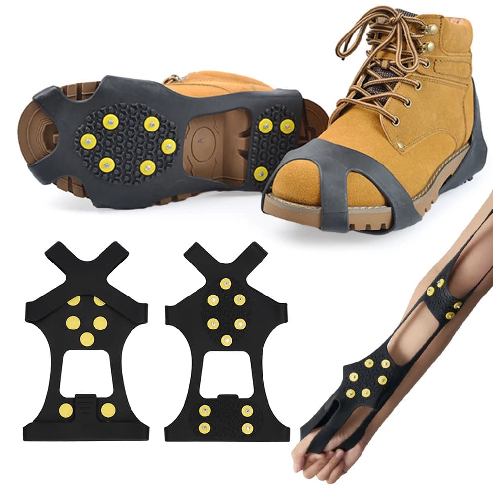 Tacchetti da alpinismo a 10 denti Copriscarpe antiscivolo con artiglio da neve Stivali unisex Tacchetti da neve Punte per scarpe a catena da esterno