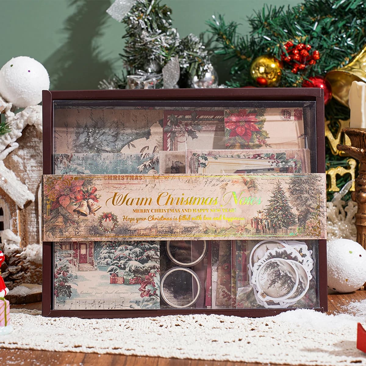 A set of Christmas stationery gift box set, creative washi tape stickers, scrapbooking paper, Christmas holiday gift