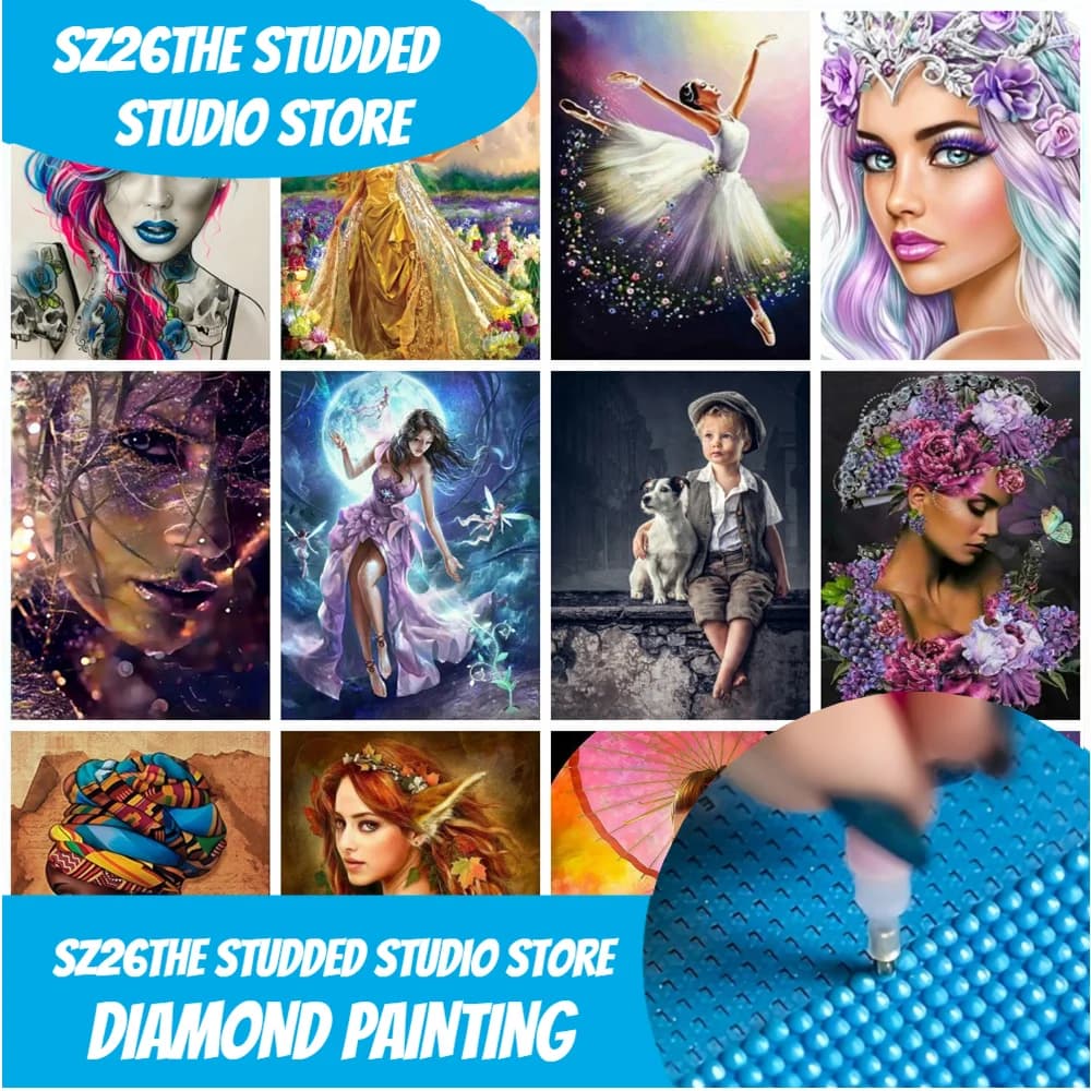 Sz26Il borchiatoDiamond Art Painting Ragazza Ritratto Diamante Ricamo Mosaico Donna Mosaico Punto croce Decorazioni per la casa