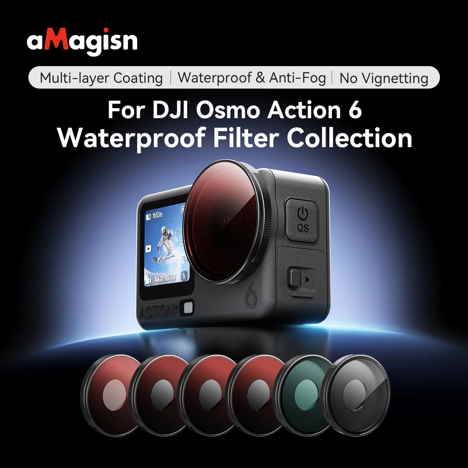 aMagisn CPL ND Filtro UV Impermeabile Antiappannamento Nessun Vignetting Filtro per Obiettivo Install a Vite per Accessori per Fotocamera DJI Osmo Action 6