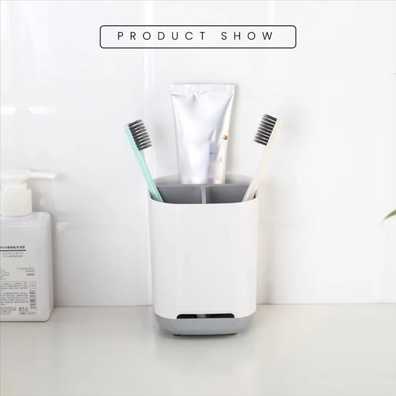 HRBAJ-Mensola organizer da bagno multifunzionale con portaspazzolino - Stoccaggio salvaspazio per utensili da doccia e da bagno
