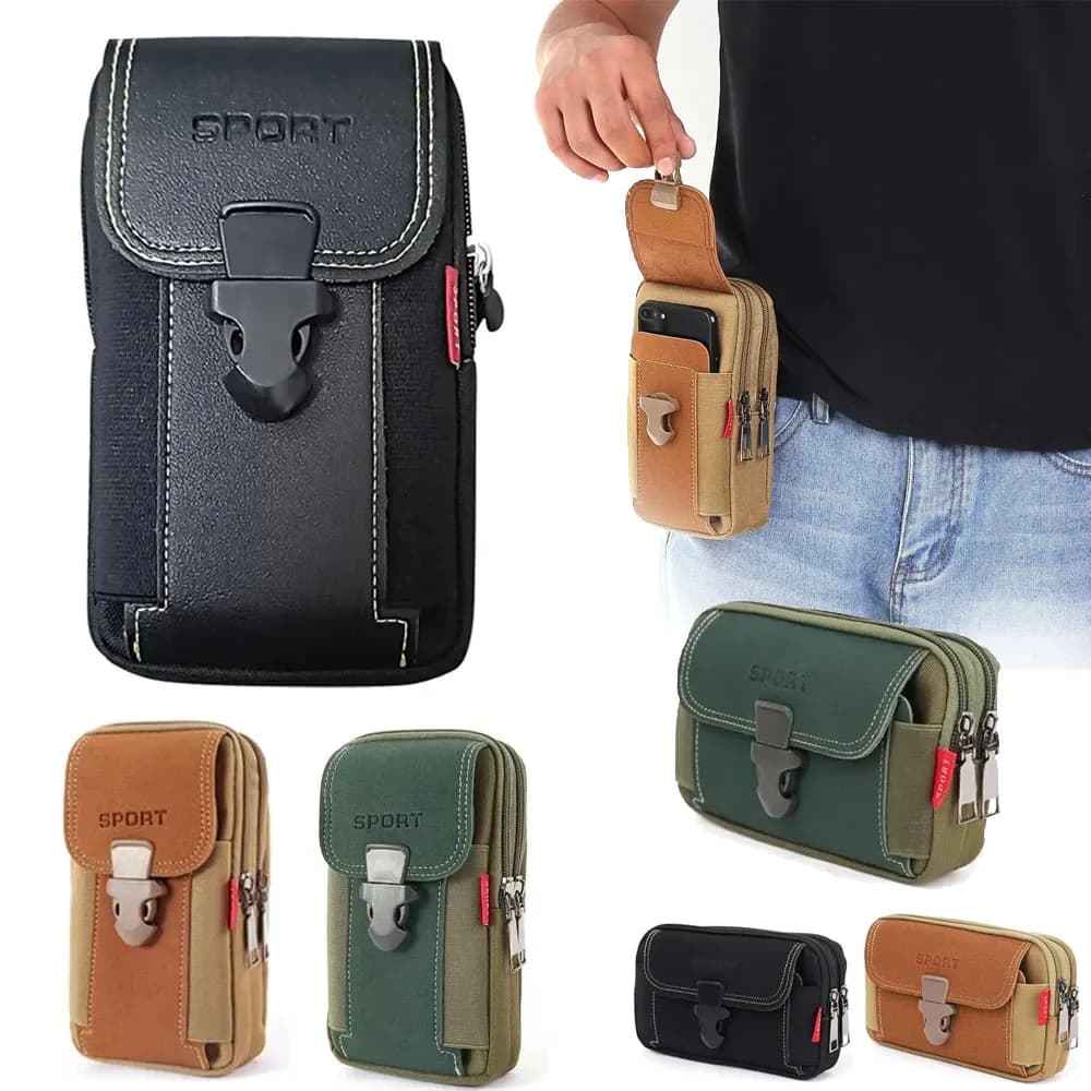 Marsupio Unisex per Cellulare, Borsa Porta Telefono da Uomo, Marsupio Tattico Molle, Piccolo Zaino da Cintura, Porta Carte