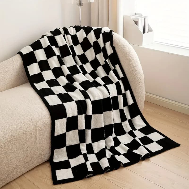 Coperta di lana a scacchiera coperta da letto Super morbida e calda divano da letto coperta da viaggio cinese coperta da campeggio all'aperto decorativa