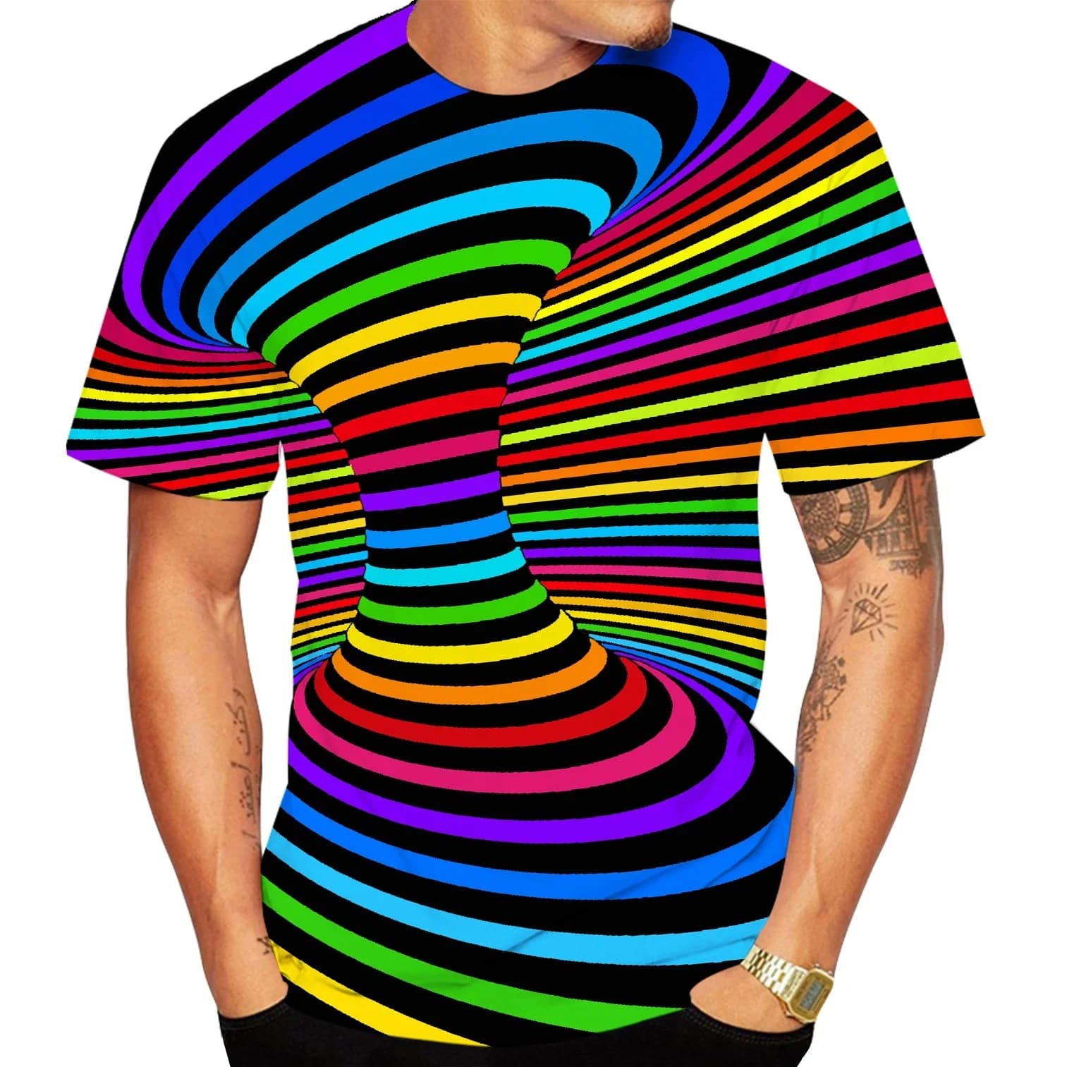 Rainbow 3D Printed Men's Sportive Breathable T-Shirt Street Outdoor Fashion Casual Wear Y2K, Harajuku - Children's Clothing Top