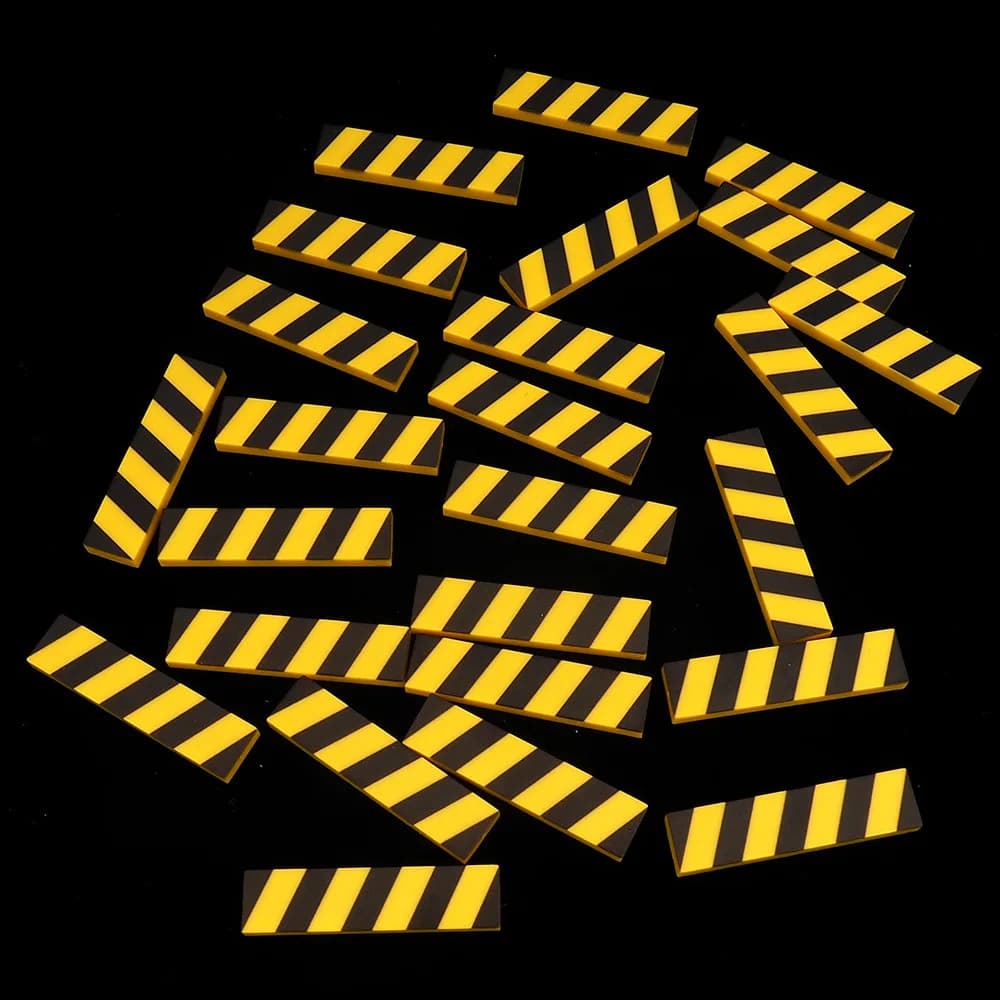 MOC 10PCS Stampato 2431 Modello Nero E Giallo Building Blocks Avvertimento Promemoria Assemblare Accessori Compatibili Giocattoli Per Bambini
