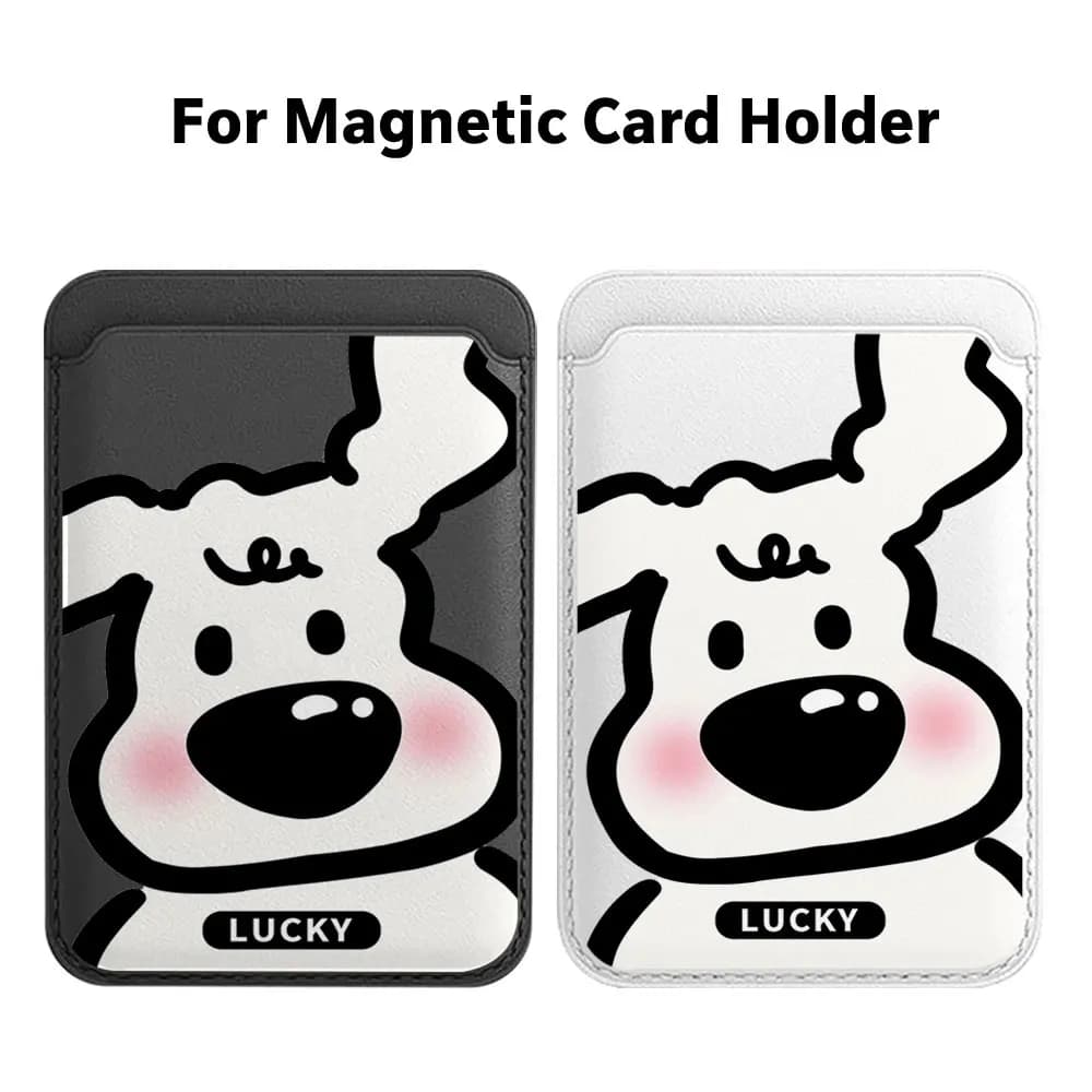 Portacarte Magnetico con Motivo Cane Portafortuna per iPhone 16 15 17 Pro Max, per Samsung Galaxy S26 S25 Ultra, Compatibile con MagSafe