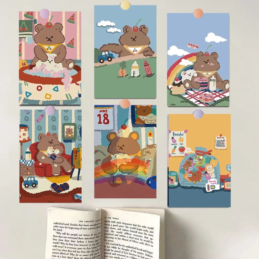 10PCS Soft Candy Bear Poster Sticker collocazione Laptop Background Wall bagagli estetica Art Picture Stickers telefono 10x15CM