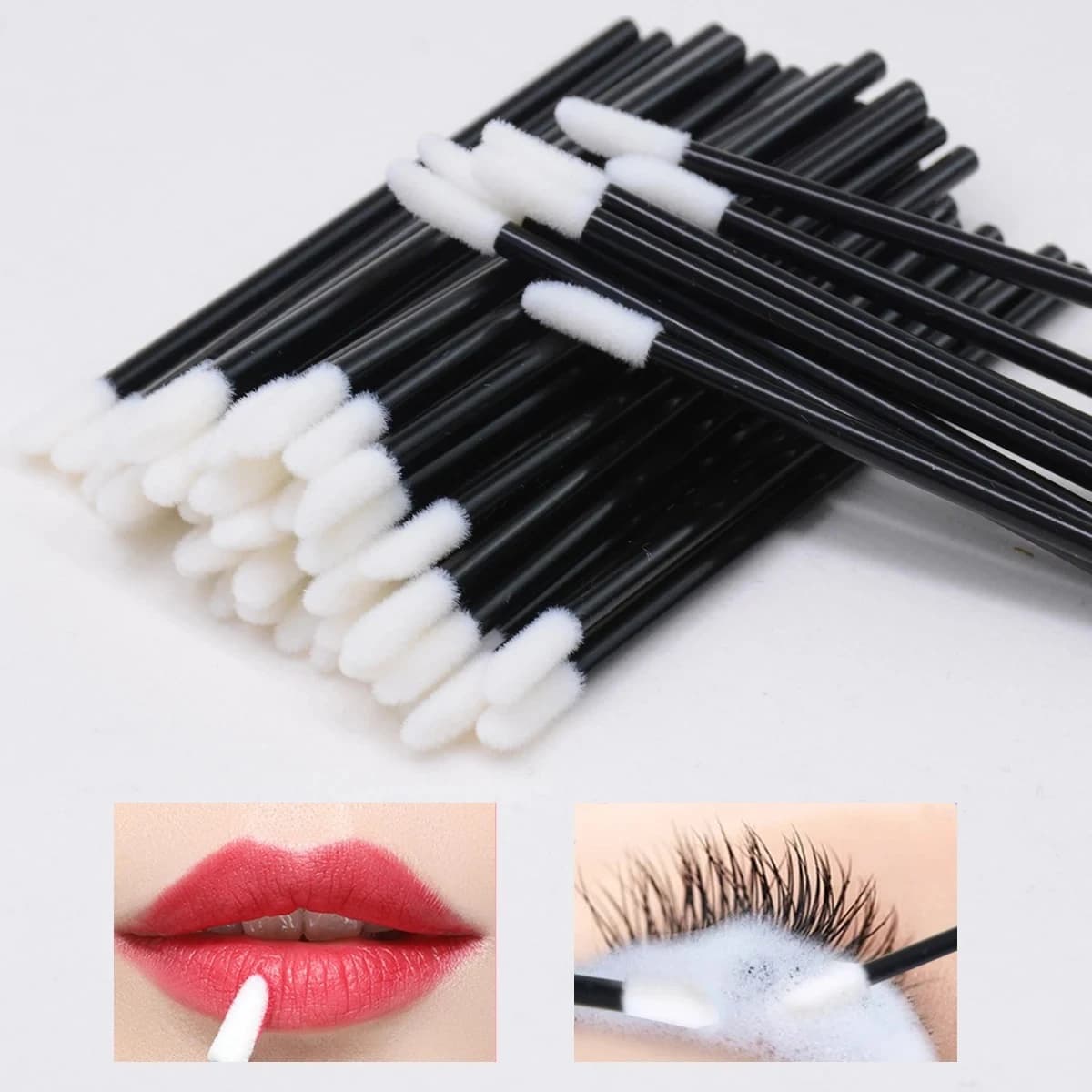 Disposable Brushes with Glitter for Lucidalabbra, Cleaning Brushes Extension Eyelashes, Crystal Lipstick Applicators, Makeup Cleaning Tools