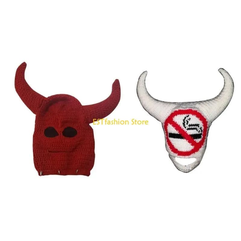 Y5GC Cappello da festa Halloween fatto a mano Cappello da passamontagna lavorato a maglia Cappello da berretto per