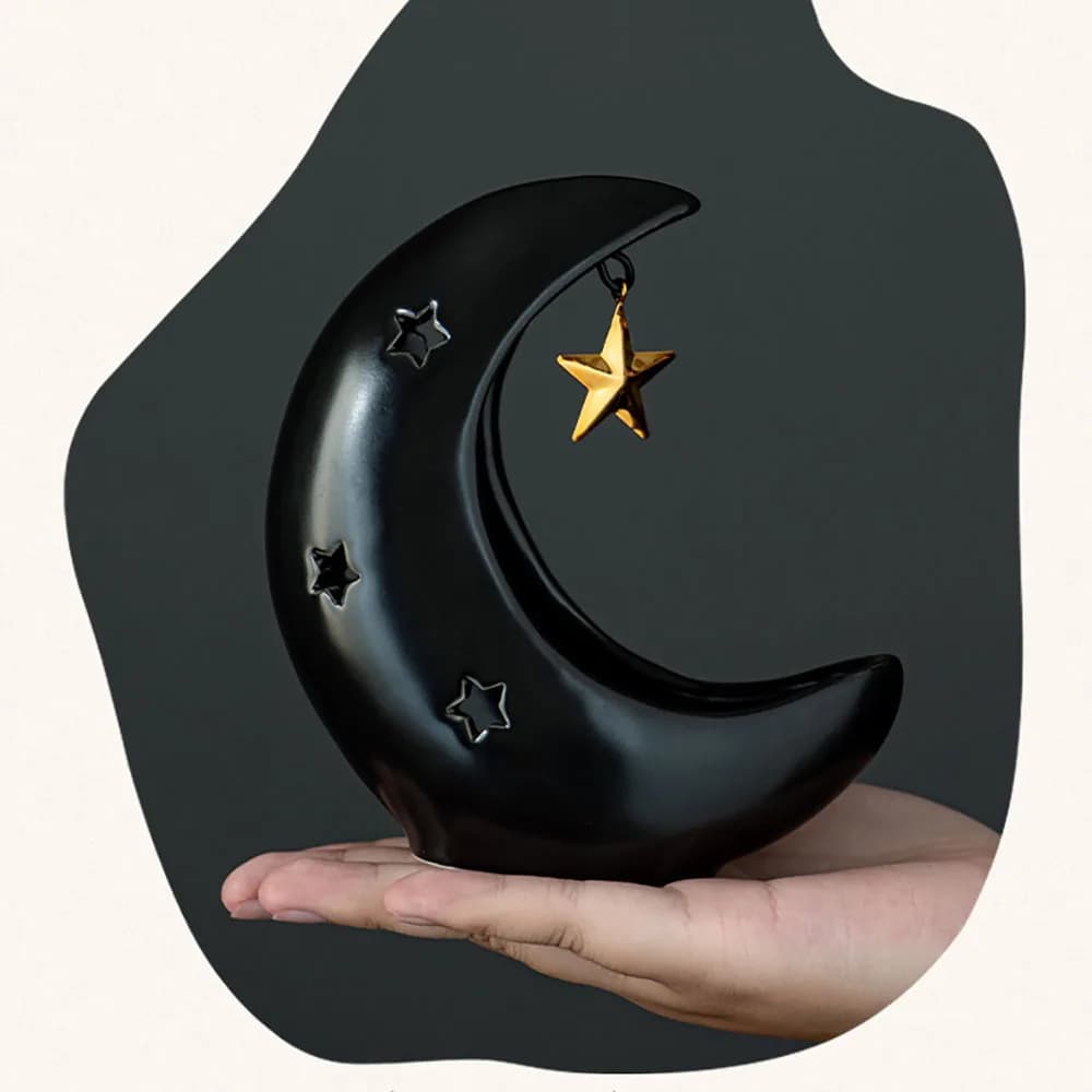 Bruciatore di incenso a riflusso a cascata in ceramica con motivo 'Luce di luna sul laghetto dei loto', ornamento per la casa e porta incenso a bastoncino