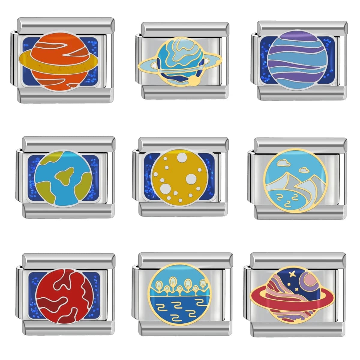 Fashion Round Star Landscape and Famous Paintings Italian Pendants Links Beads Measuring Bracelet 9mm Stainless Steel Jewelry Creation