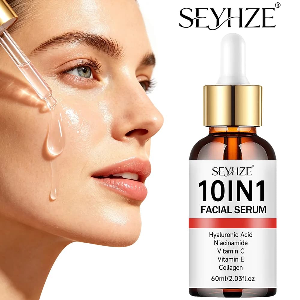 SEYHZE 10-in-1 Multi-Effect Brightening Serum 40ml/60ml – Skincare with Collagen, Ceramides, Aloe + Centella Asiatica, Firming,