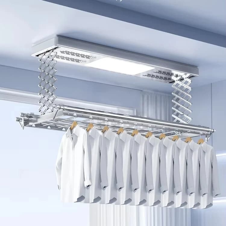 Stendibiancheria automatico a LED a soffitto con ventilatore pieghevole motorizzato