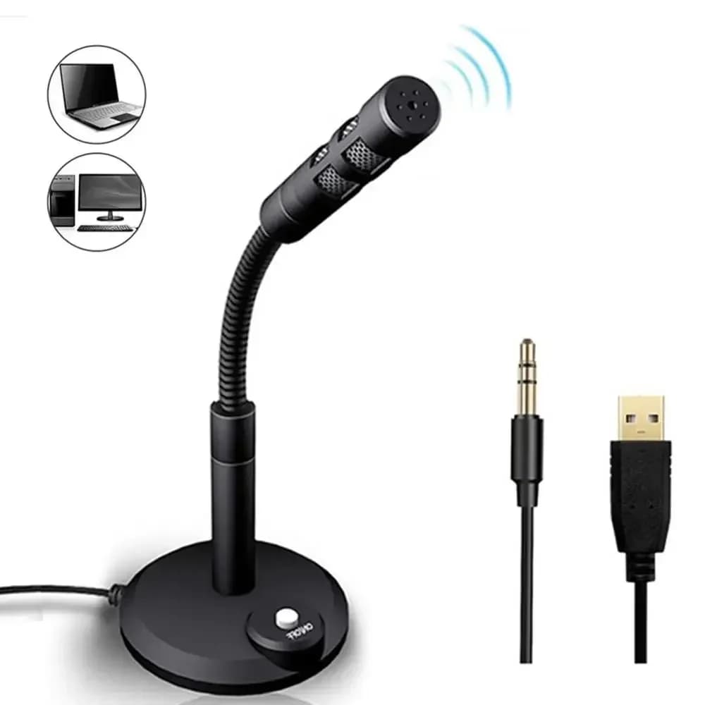 Microfono da tavolo USB Microfono omnidirezionale per PC portatile da 3,5 mm per computer, giochi, registrazione, chat, canto, riunioni