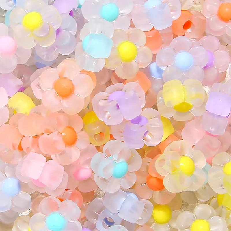50pcs Sunflower Acrylic Beads Matte Mixed Color Star Spacer Loose Beads DIY Bracelets Necklace Jewelry Accessories
