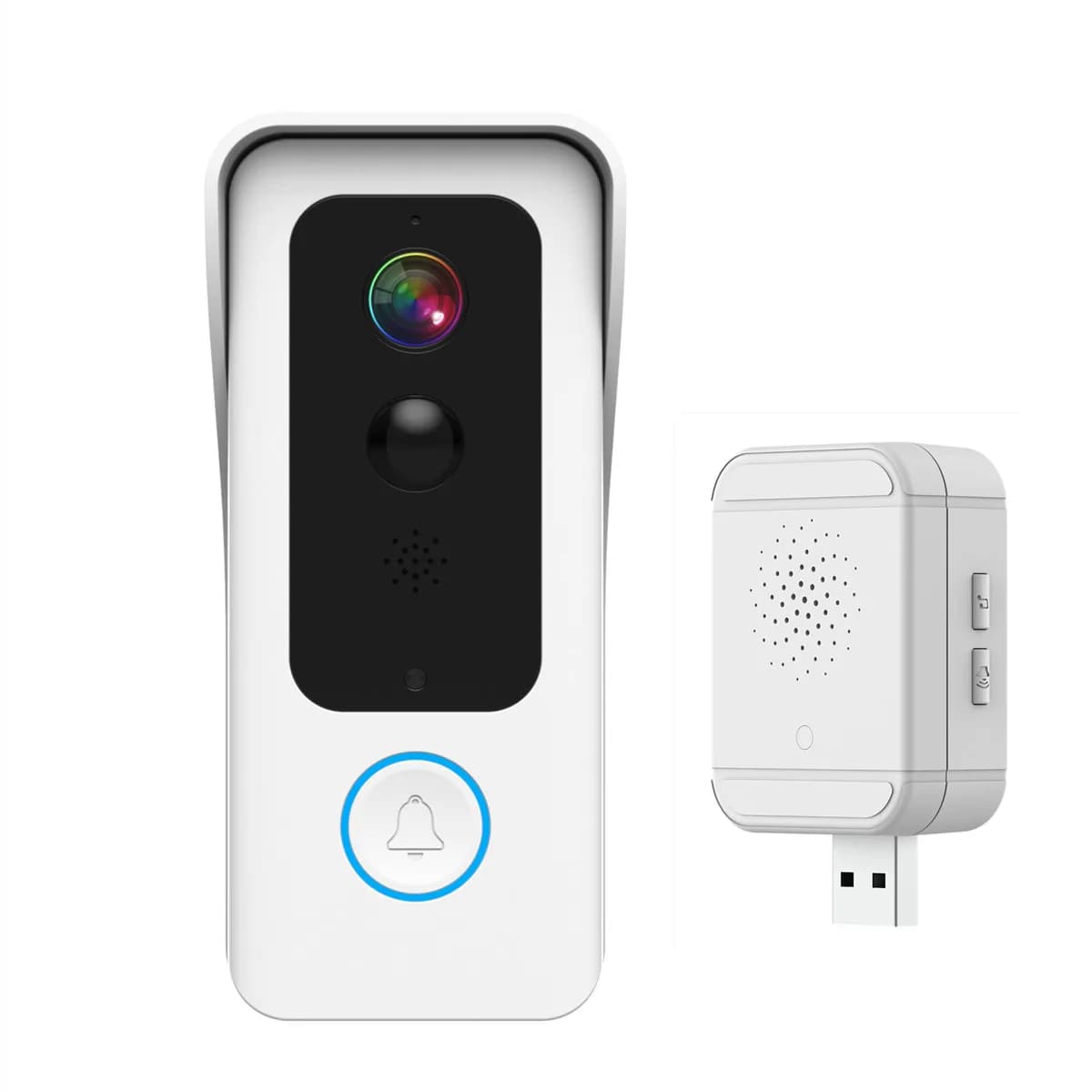 Campanello WIFI wireless i-Cam + APP da 2 MP 1080P con campanello USB interno Videocitofono Visualizzatore visivo spioncino per porta