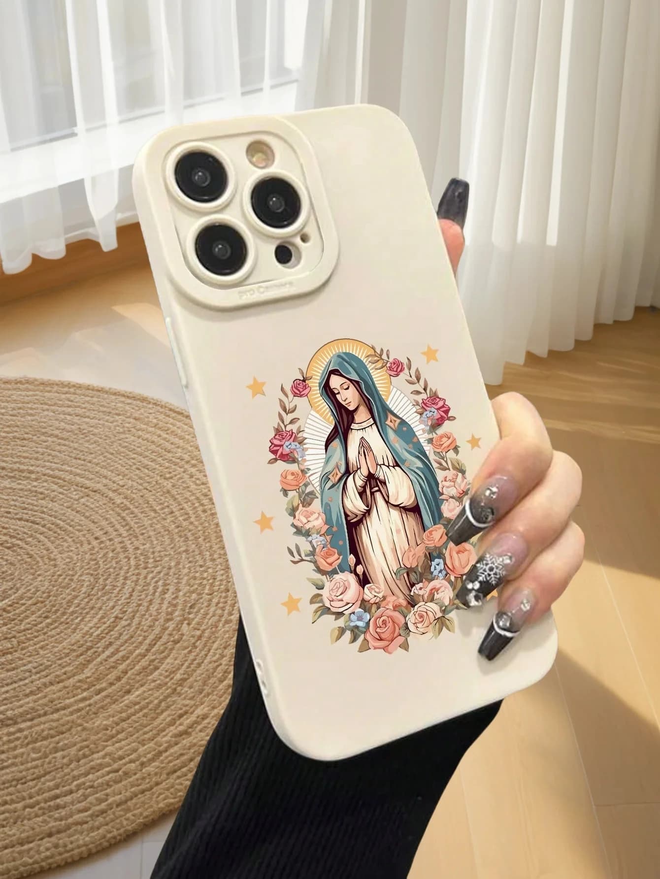 Floral Virgin Mary print phone case compatible with Samsung Galaxy S25 Ultra S24 Plus S23 FE S22 S21 S20 A55 A54 A35 A15 gift