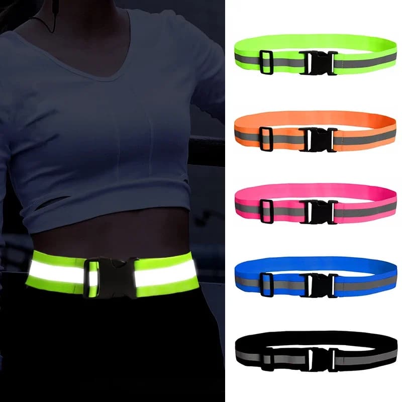 Elastic Reflective Belts for Running Cycling Sport High Visibility Night Safety Equipment Adjustable Waist Reflective Belt for Kids, Men and Women