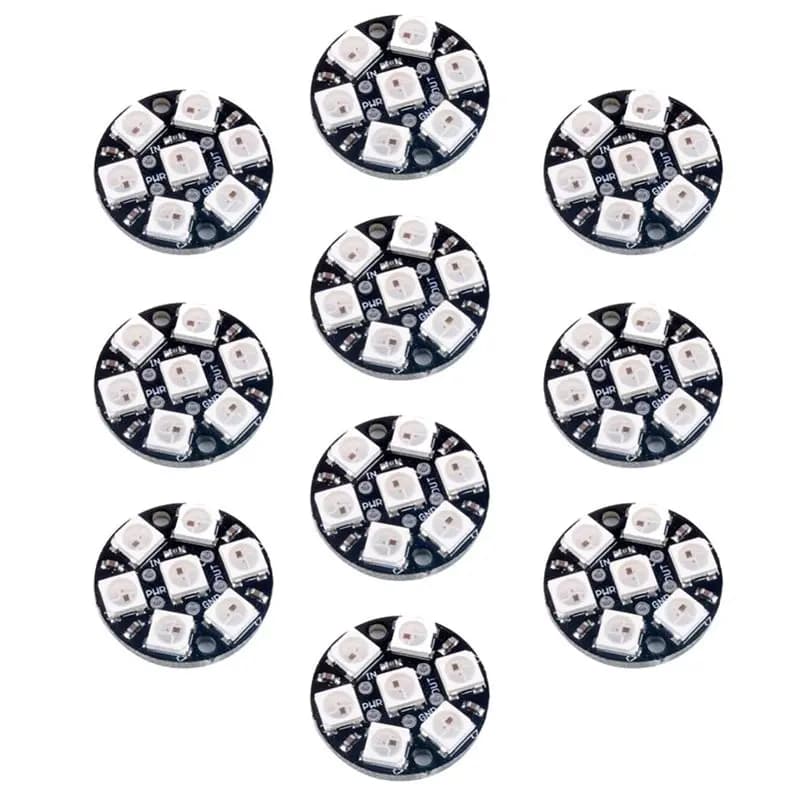 LLCS-10PCS WS2812B 5050 Lampada ad anello LED RGB con driver integrati Controllo a 7 bit su cavo singolo per Arduino Raspberry Pi