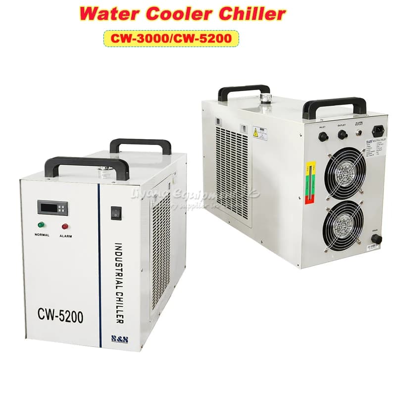 CW3000 refrigeratore d'acqua industriale CW5200 per macchina da taglio per incisione laser CO2 raffreddamento tubo laser 60W 80W 100W 130W